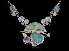 Argentium silver necklace with Cultured Opal, Druzy, and more
